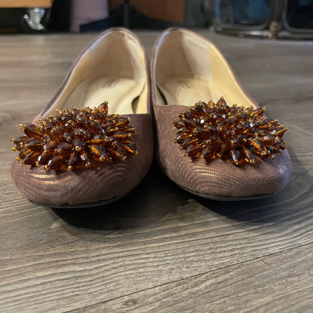 Alex Marie Meghann Beaded Leather Flats size 6.5 in Shimmery Copper